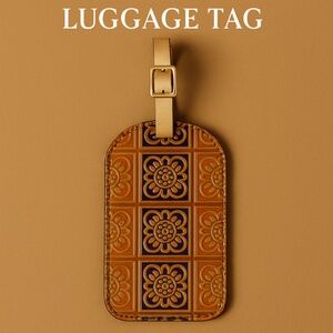 Tory Burch Genuine Leather Embossed Floral Luggage Tag – Excellent Condition